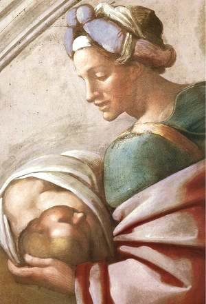 Michelangelo - Hezekiah - Manasseh - Amon (detail-1) 1511-12