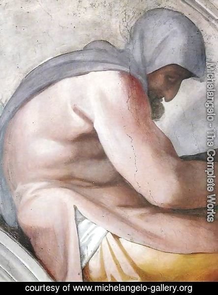 Michelangelo - Hezekiah - Manasseh - Amon (detail-3) 1511-12