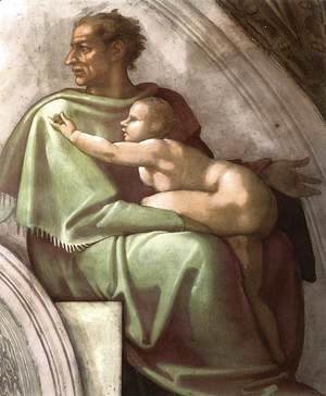 Michelangelo - Josiah - Jechoniah - Shealthiel (detail-2) 1511-12
