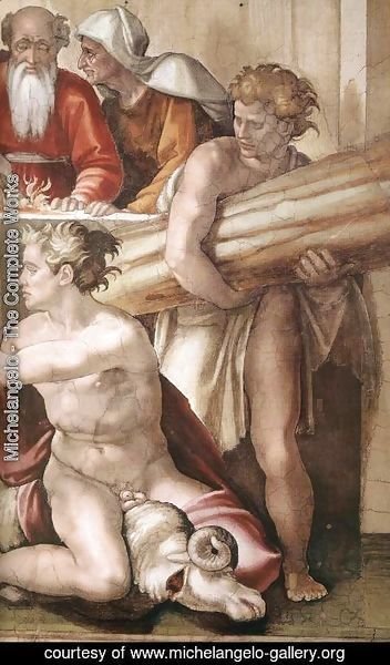 Michelangelo - Sacrifice of Noah (detail-2) 1509
