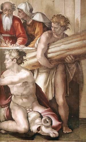 Michelangelo - Sacrifice of Noah (detail-2) 1509
