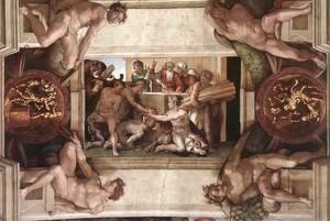 Michelangelo - Sacrifice of Noah (with ignudi and medallions) 1509