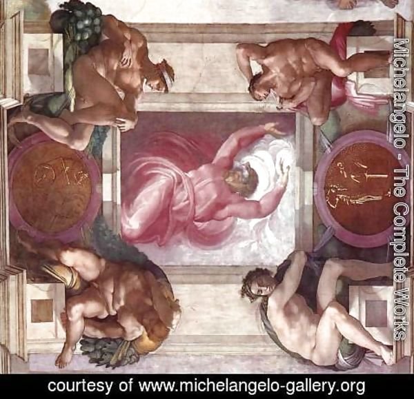 Michelangelo - Separation of Light from Darkness (with ignudi and medallions) 1511