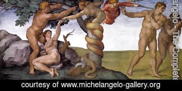 Michelangelo - The Fall and Expulsion from Garden of Eden 1509-10