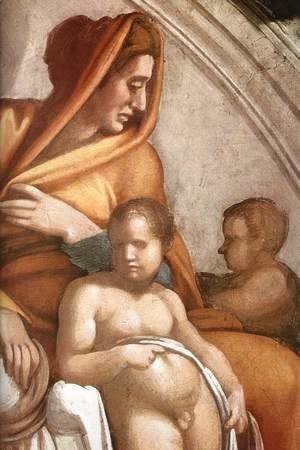 Michelangelo - Uzziah - Jotham - Ahaz (detail-2) 1511-12