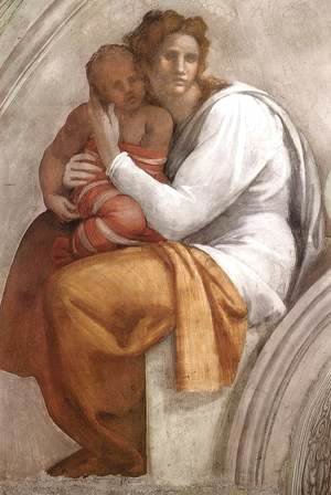 Michelangelo - Zerubbabel - Abiud - Eliakim (detail-1) 1511-12